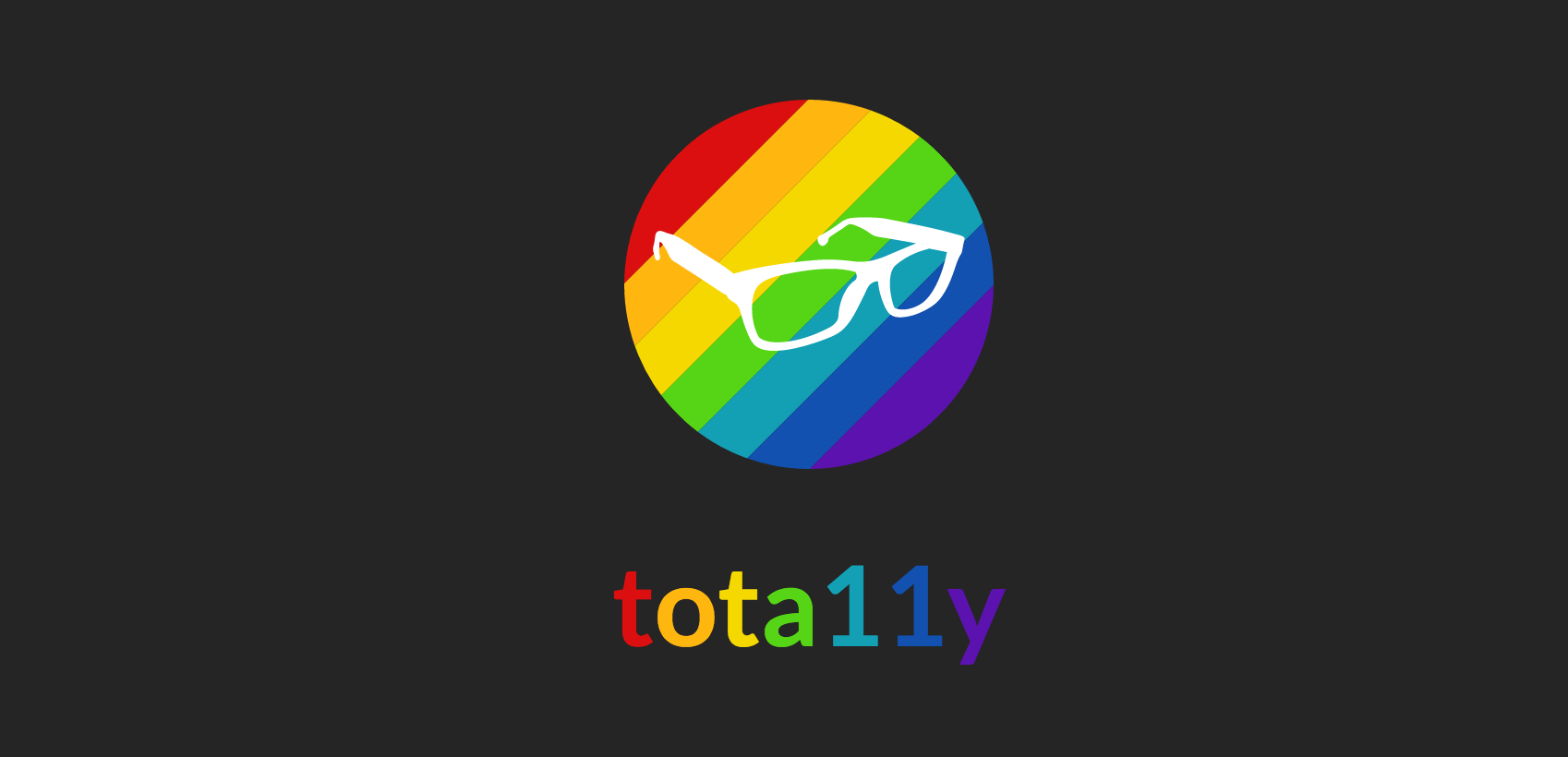 A sunglasses logo with the text "tota11y" beneath it